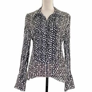 WORTHINGTON Geometric Black & White Button Down